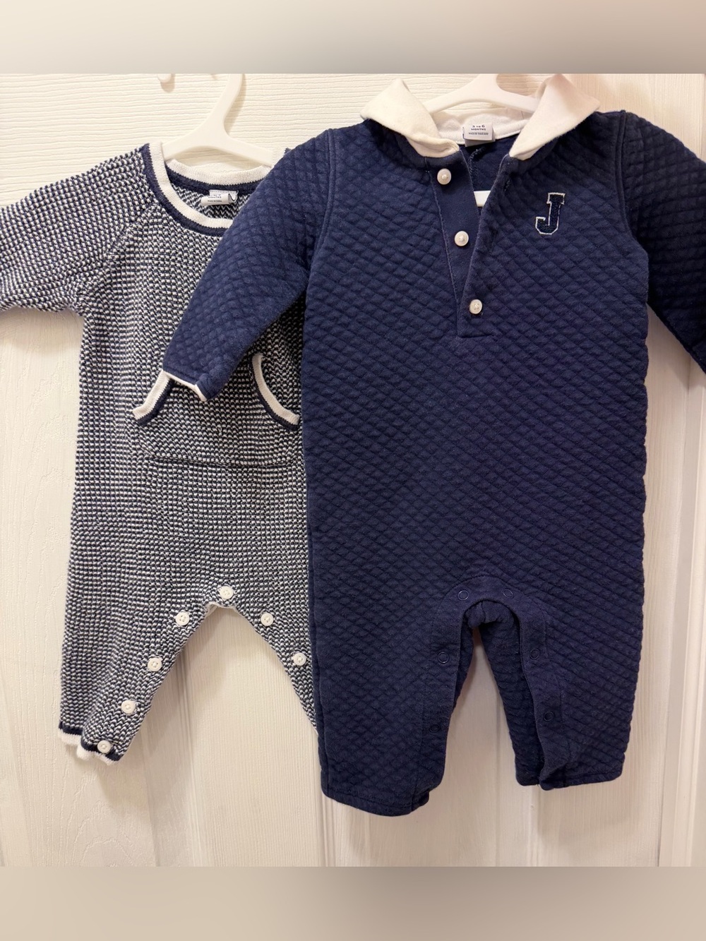 Janie and Jack 3-6M Knit & Quilted Romper Lot (2 Pcs)